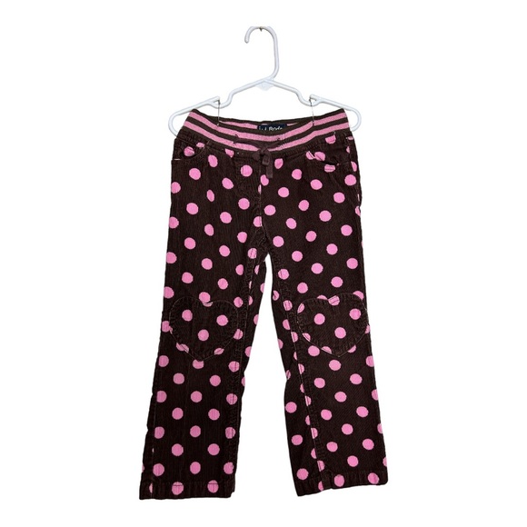 Mini Boden Brown Corduroy Pants with Pink Polkadots Girl’s size 4. [K72] - Picture 1 of 3